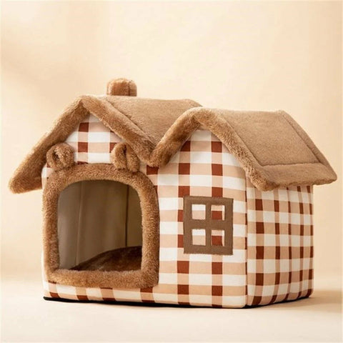 Removable Roof Plush Pet House - FurryPawsome