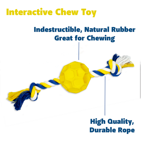 Rubber Soccer Ball Chew Toy with Tug Rope - FurryPawsome