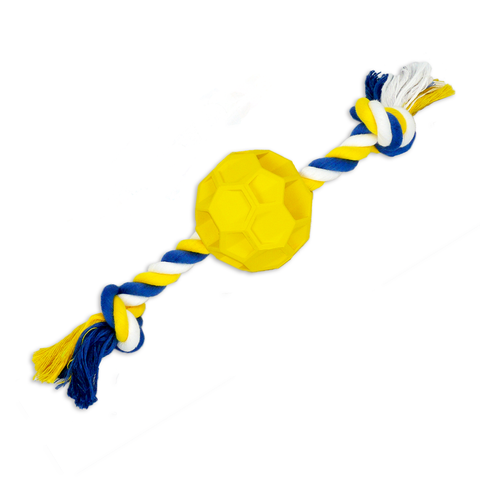 Rubber Soccer Ball Chew Toy with Tug Rope - FurryPawsome