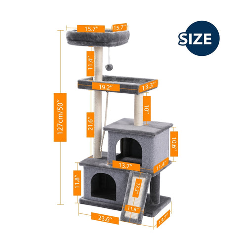 Cat Tree Entertainment Tower with Stairs - FurryPawsome