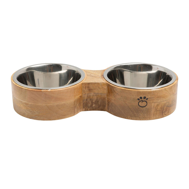 Wood & Metal Double Diner Feeder - FurryPawsome