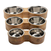 Wood & Metal Double Diner Feeder - FurryPawsome