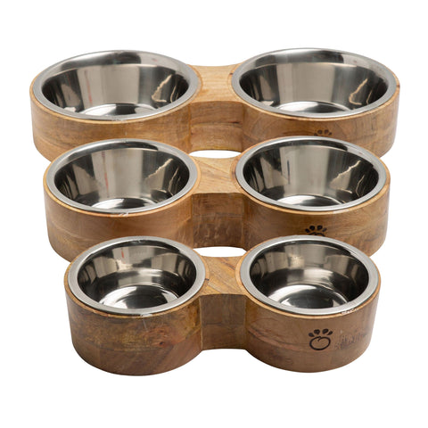 Wood & Metal Double Diner Feeder - FurryPawsome